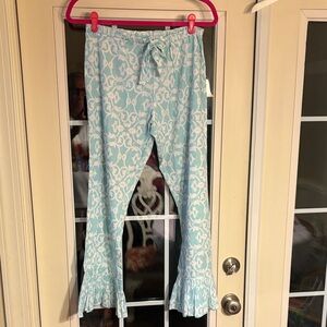 Mud Pie Aqua and White Swirl Pants